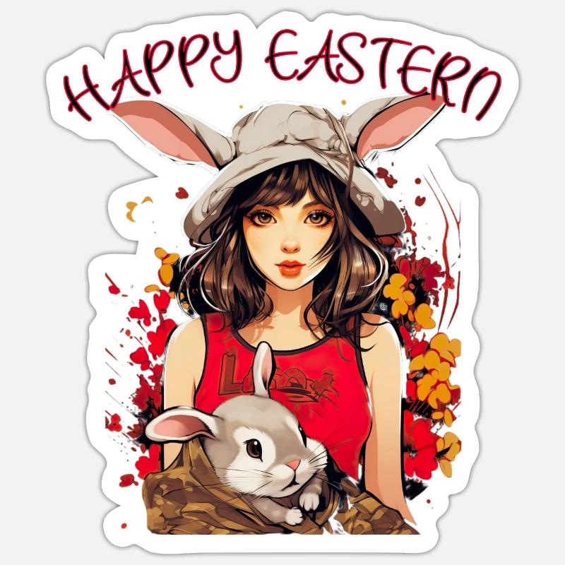 Joyeuses Pâques Design Sticker taille S (10 x 10 cm)