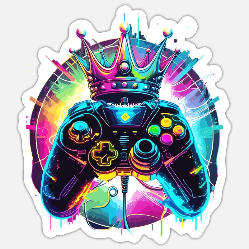 Gaming Controller mit Krone Sticker Größe S (10 x 10 cm)
