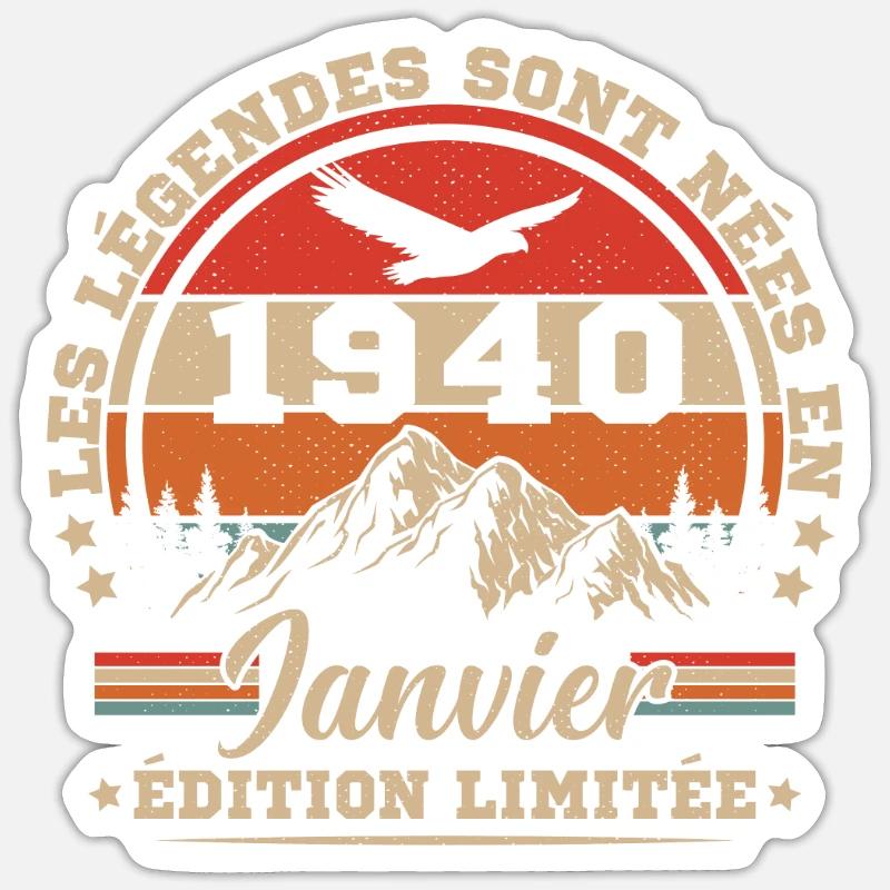 Geburtstagsgeschenk geboren im Januar 1940 - Sticker Größe S (10 x 10 cm) - Mattweiß