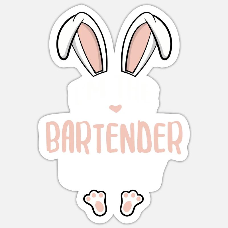 I'm The Bartender Bunny - Sticker Größe S (10 x 10 cm) - Mattweiß