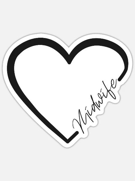 Nurse Midwife Birth Worker Heart - Sticker Größe S (10 x 10 cm) - Mattweiß