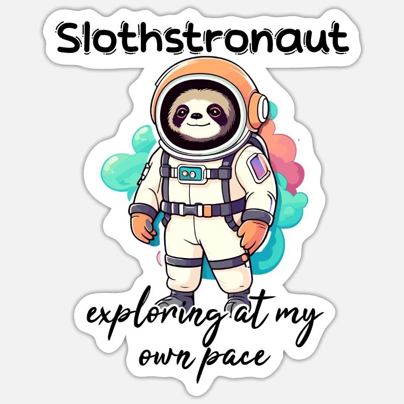 Slothstronaute explorant à mon rythme - Sloth Sticker taille S (10 x 10 cm)