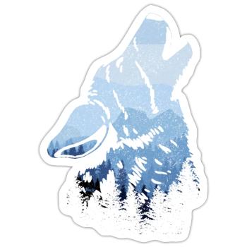 Cadeau de loup hurlant - Sticker taille S (10 x 10 cm) - blanc mat - Devant