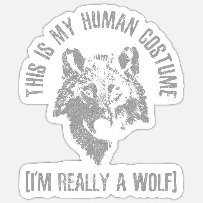 Wolf Kostüm Geschenk - Sticker Größe S (10 x 10 cm) - Mattweiß