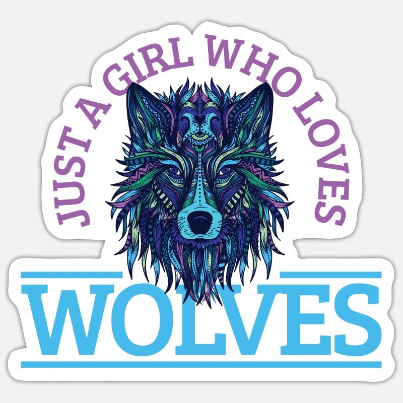 Wolf Geschenk - Sticker Größe S (10 x 10 cm) - Mattweiß