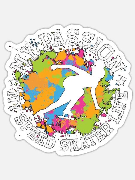 Speed Skater My Passion My Speed Skater Skating - Sticker Größe S (10 x 10 cm) - Mattweiß