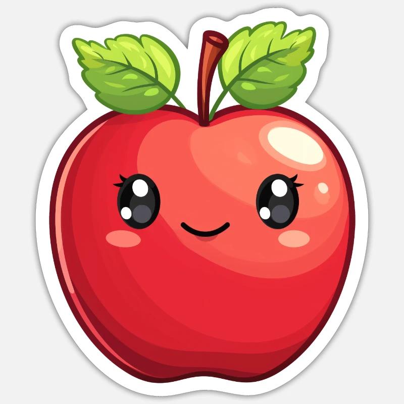 Apfel Kinder Sujet - Sticker Größe S (10 x 10 cm) - Mattweiß
