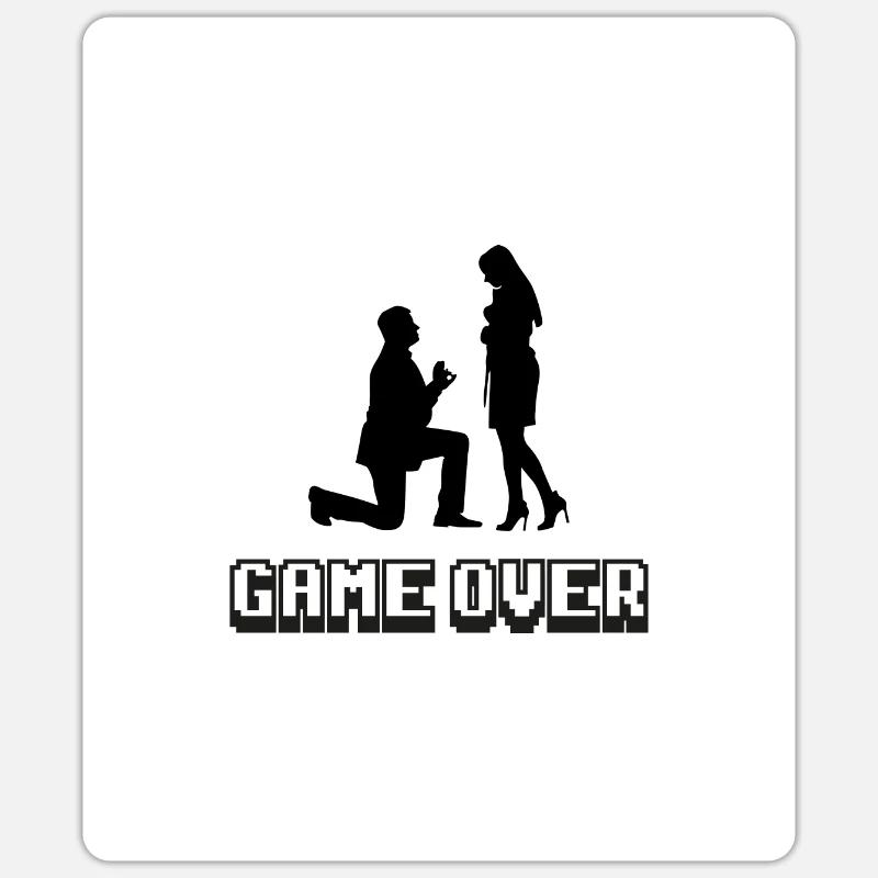 Game Over - Junggesellenabschied - Sticker Größe S (10 x 10 cm) - Mattweiß