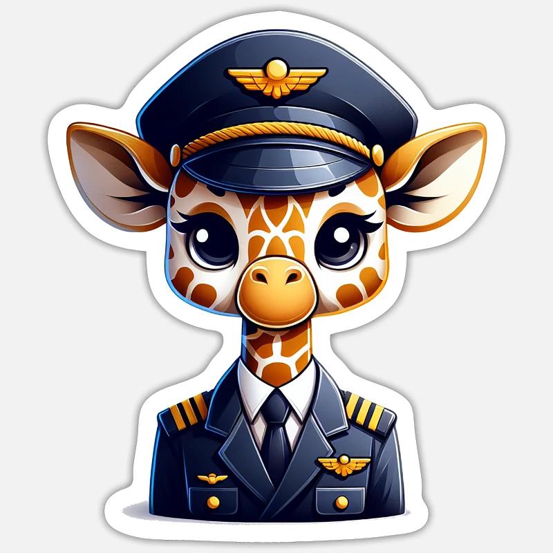 Cute Giraffe Pilot Sticker Größe S (10 x 10 cm)