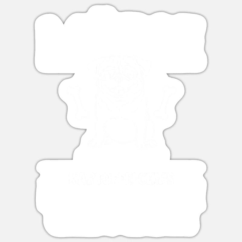 Hund Mops - Sticker Größe S (10 x 10 cm) - Mattweiß