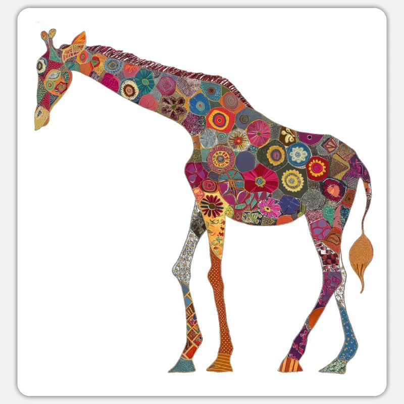 Giraffe Floral Animal Pattern Gift Sticker size S (10 x 10 cm)
