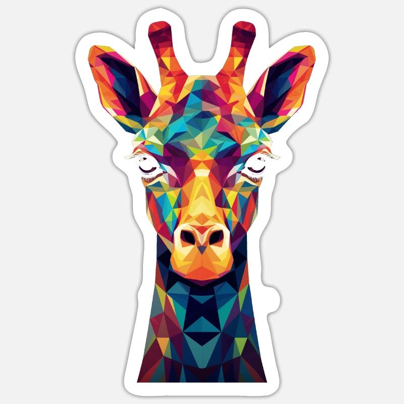 Giraffe Polygon Tier Geschenk Sticker Größe S (10 x 10 cm)