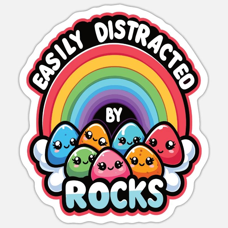 Easily Distracted By Rocks - Sticker size S (10 x 10 cm) - white matte