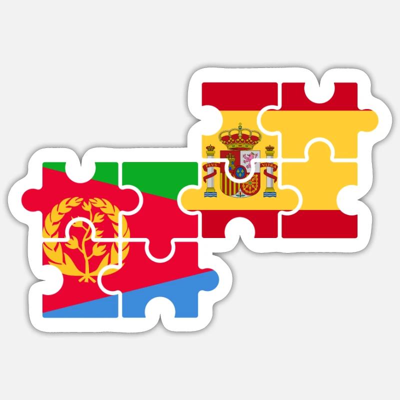Érythrée Espagne Drapeau Espagnol Érythréen - Sticker taille S (10 x 10 cm) - blanc mat