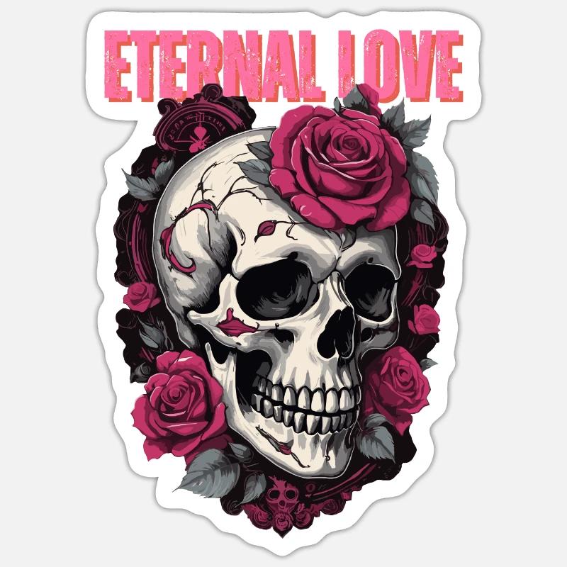Amour éternel - Crâne - Sticker taille S (10 x 10 cm) - blanc mat
