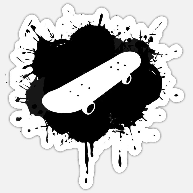 Skateboard - Sticker Größe S (10 x 10 cm) - Mattweiß
