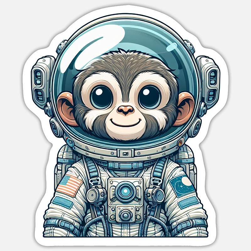Cute Monkey Astronaut Sticker Größe S (10 x 10 cm)