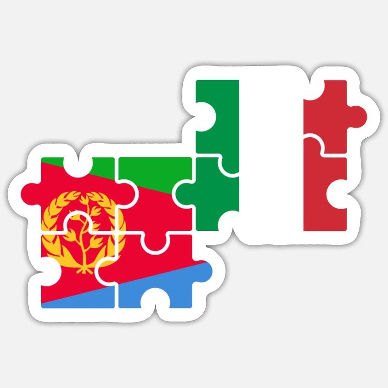 Érythrée Italie Drapeau Italie Érythrée - Sticker taille S (10 x 10 cm) - blanc mat