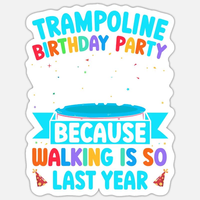 Fête d’anniversaire trampoline - Sticker taille S (10 x 10 cm) - blanc mat
