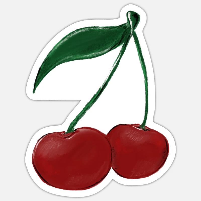 Kirsche - Sticker Größe S (10 x 10 cm) - Mattweiß