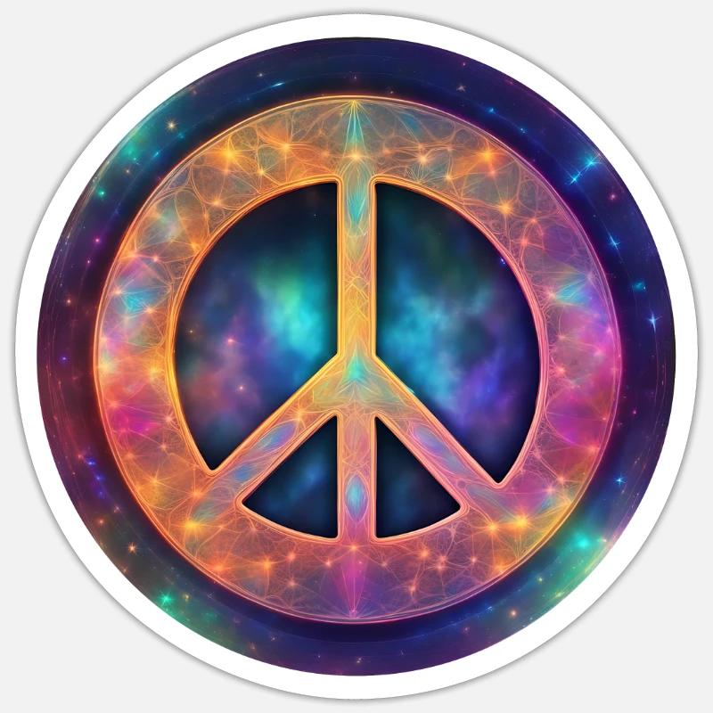 Kosmisches Friedenszeichen - Sticker Größe S (10 x 10 cm) - Mattweiß