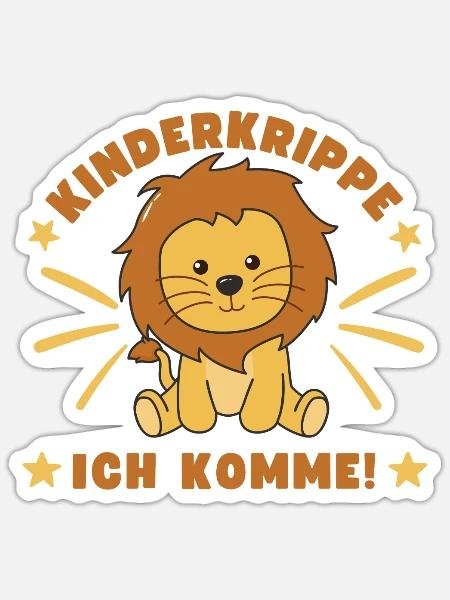 Kinderkrippe Ich Komme! Löwe - Sticker Größe S (10 x 10 cm) - Mattweiß