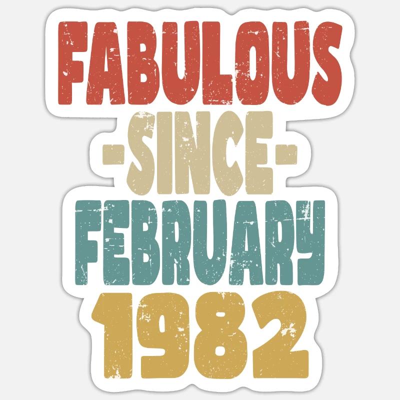 Fabuleux Février 1982 - Sticker taille S (10 x 10 cm) - blanc mat
