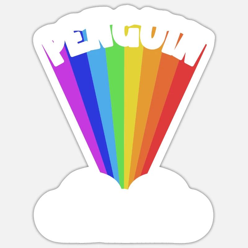 Penguin Rainbow Kaiserpinguin Seevogel - Sticker Größe S (10 x 10 cm) - Mattweiß