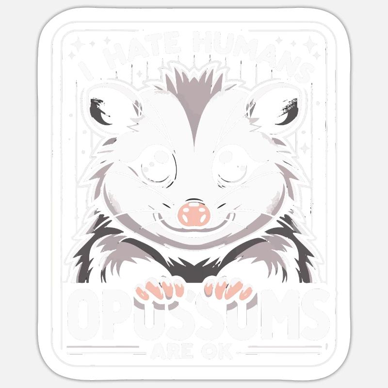 Opossum Possum Tier - Sticker Größe S (10 x 10 cm) - Mattweiß