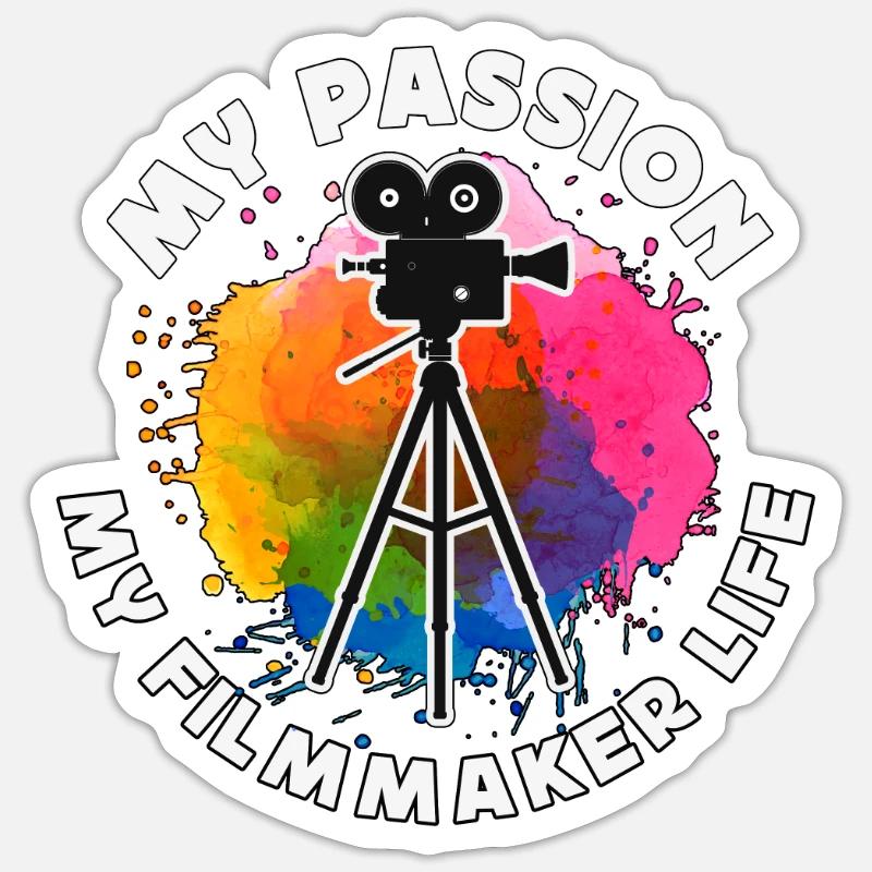 Cinéaste Ma Passion Mon Métier de Cinéaste Réalisation de films - Sticker taille S (10 x 10 cm) - blanc mat