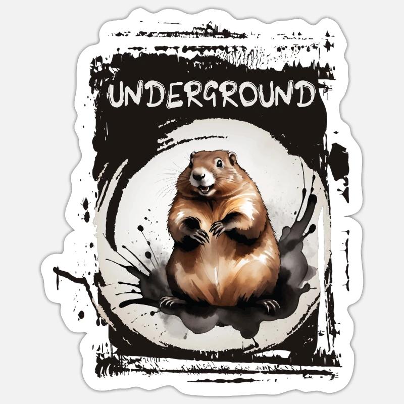 Underground Murmeltier - Sticker Größe S (10 x 10 cm) - Mattweiß