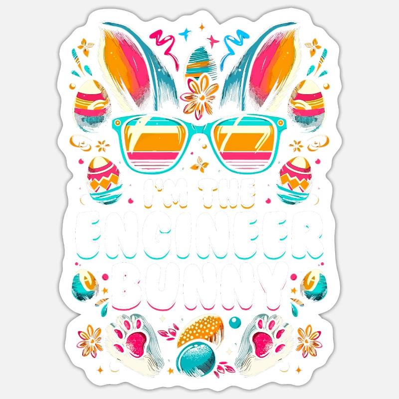 I'm The Engineer Bunny - Sticker size S (10 x 10 cm) - white matte