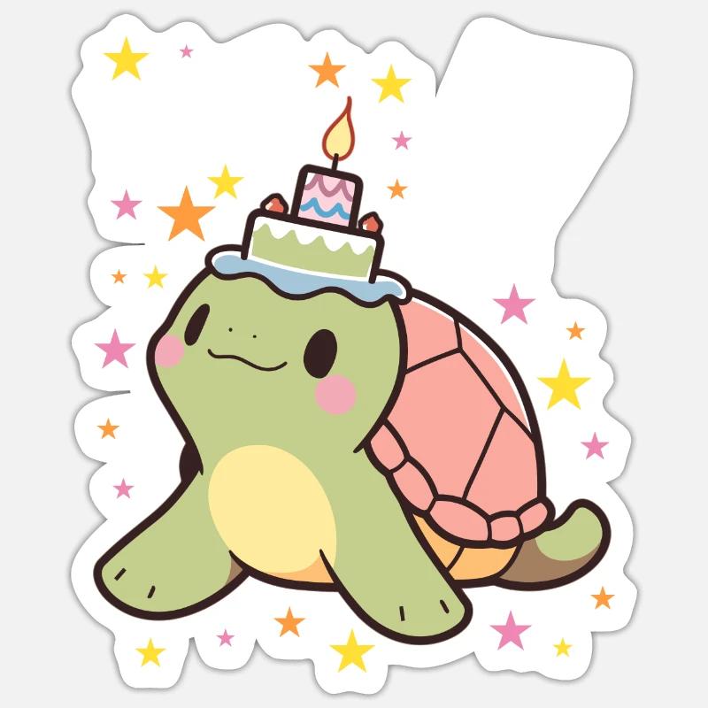 Ich bin 7 Schildkröten Schildkröte 7. Geburtstag - Sticker Größe S (10 x 10 cm) - Mattweiß