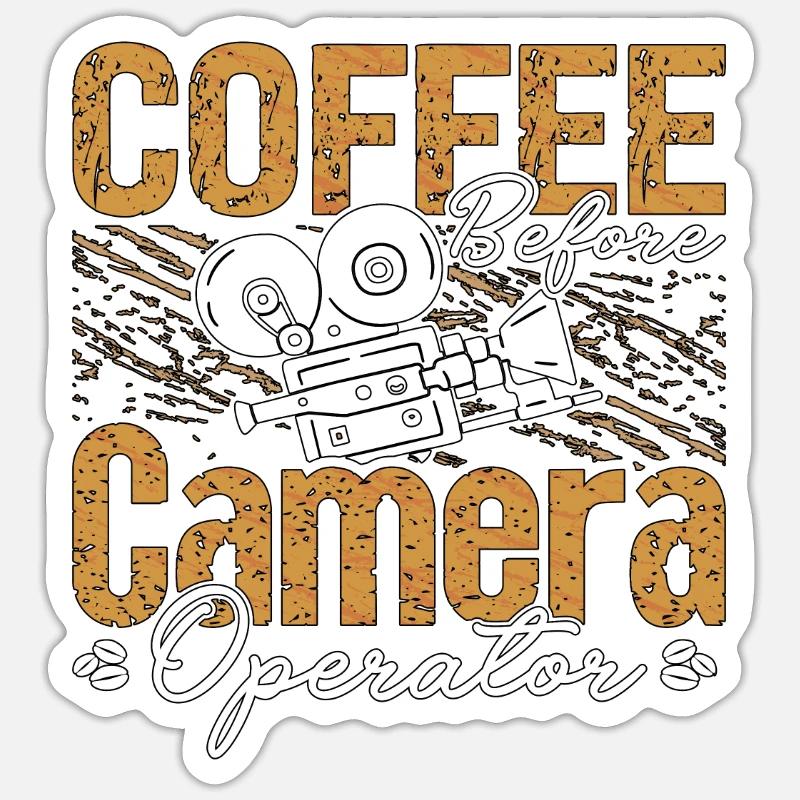 Camera Operator Coffee Videographer Coffee Lover - Sticker size S (10 x 10 cm) - white matte