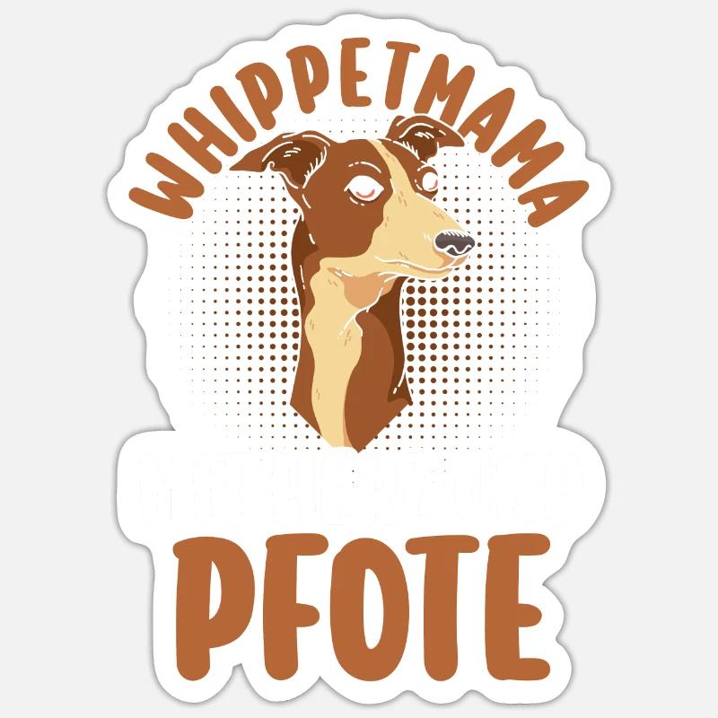 Chien Whippet - Sticker taille S (10 x 10 cm) - blanc mat