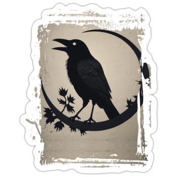 Rabe auf Ast sitzend - Sticker Größe S (10 x 10 cm) - Mattweiß - Vorne