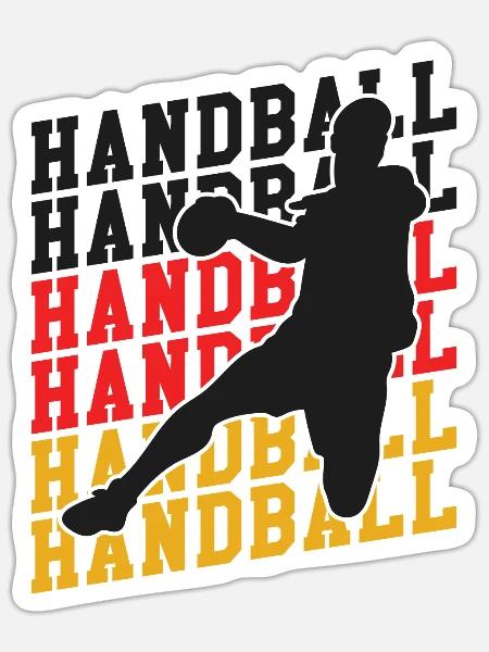 Handball Team Deutschland Flagge Handball Spieler - Sticker Größe S (10 x 10 cm) - Mattweiß