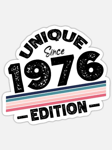 nique seit 1976 Edition Geburtstag Vintage 1976 - Sticker Größe S (10 x 10 cm) - Mattweiß