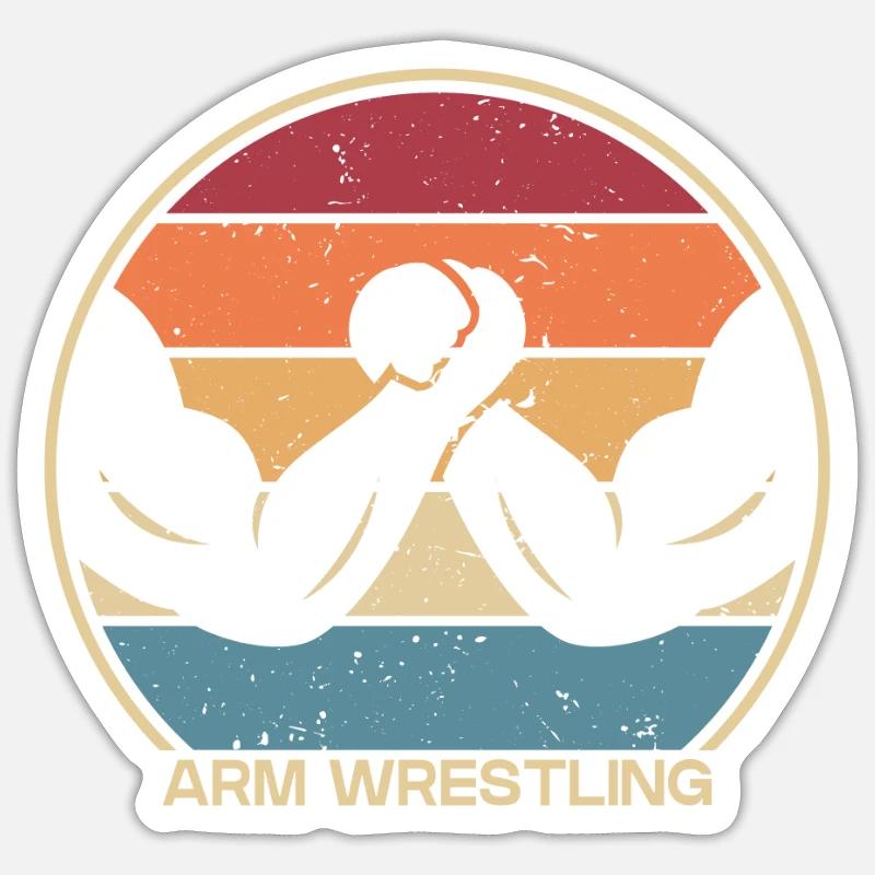 Retro Hand Wrestling Techniques Exercise Arm Sticker Größe S (10 x 10 cm)