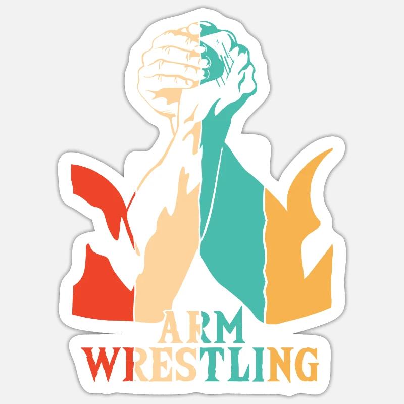 Retro Techniques Exercise Hand Wrestling Arm Sticker Größe S (10 x 10 cm)