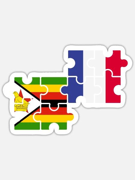 Simbabwe Frankreich Flagge Simbabwer - Sticker Größe S (10 x 10 cm) - Mattweiß