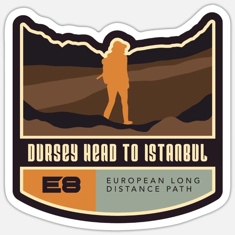 E8 - Dursey Cap sur Istanbul Randonnée européenne - Sticker taille S (10 x 10 cm) - blanc mat