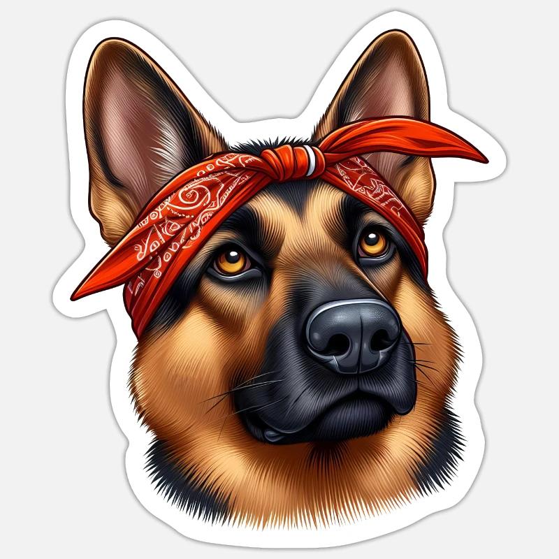 Deutscher Schäferhund Der Rapper - Sticker Größe S (10 x 10 cm) - Mattweiß