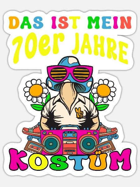 Das ist mein 70er Jahre Kostüm 70s Motto Party - Sticker Größe S (10 x 10 cm) - Mattweiß