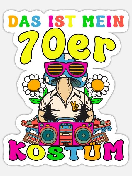 Das ist mein 70er Kostüm 70s Motto Party Kostüm - Sticker Größe S (10 x 10 cm) - Mattweiß