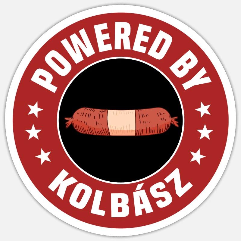 Powered By Kolbász - Sticker Größe S (10 x 10 cm) - Mattweiß