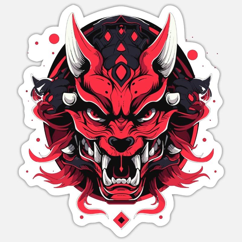 Japanischer Hannya Dämon Samurai Warrior Oni Maske - Sticker Größe S (10 x 10 cm) - Mattweiß