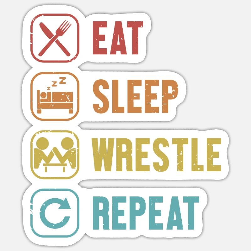 Manger Dormir Lutter Répéter Techniques Exercice Bras Sticker taille S (10 x 10 cm)