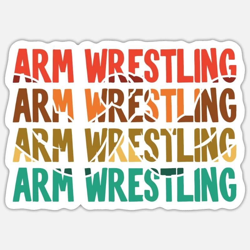 Retro Text Hand Wrestling Techniques Exercise Arm Sticker Größe S (10 x 10 cm)