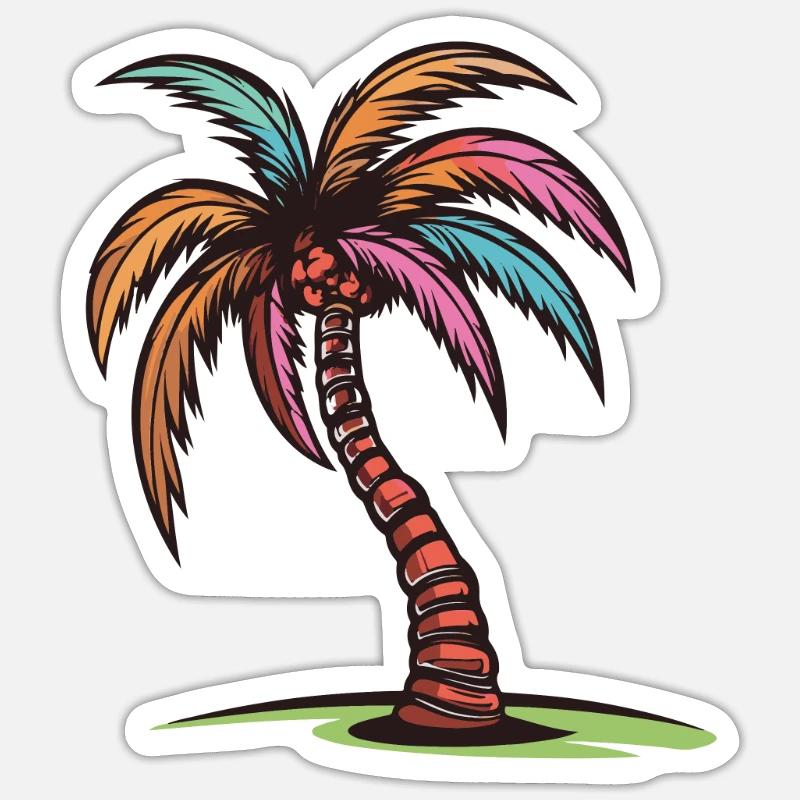 Icône de vacances de palmier - Sticker taille S (10 x 10 cm) - blanc mat